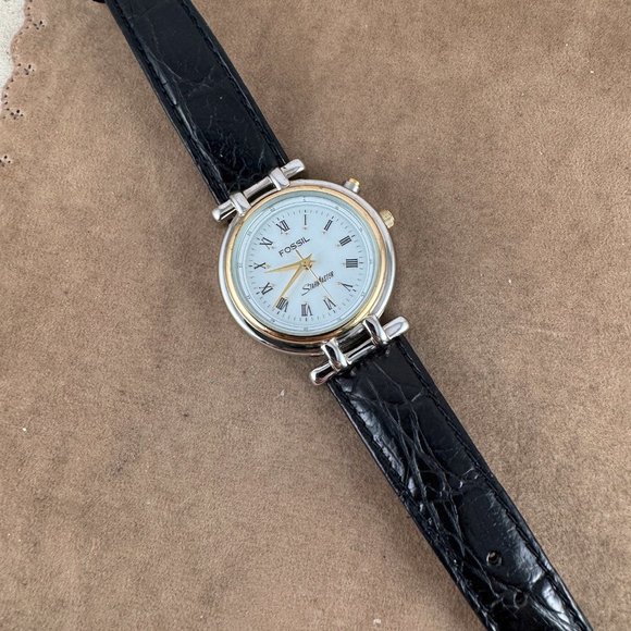 Vintage Fossil StarMaster Original 8 inch Black Leather Strap - Picture 3 of 6